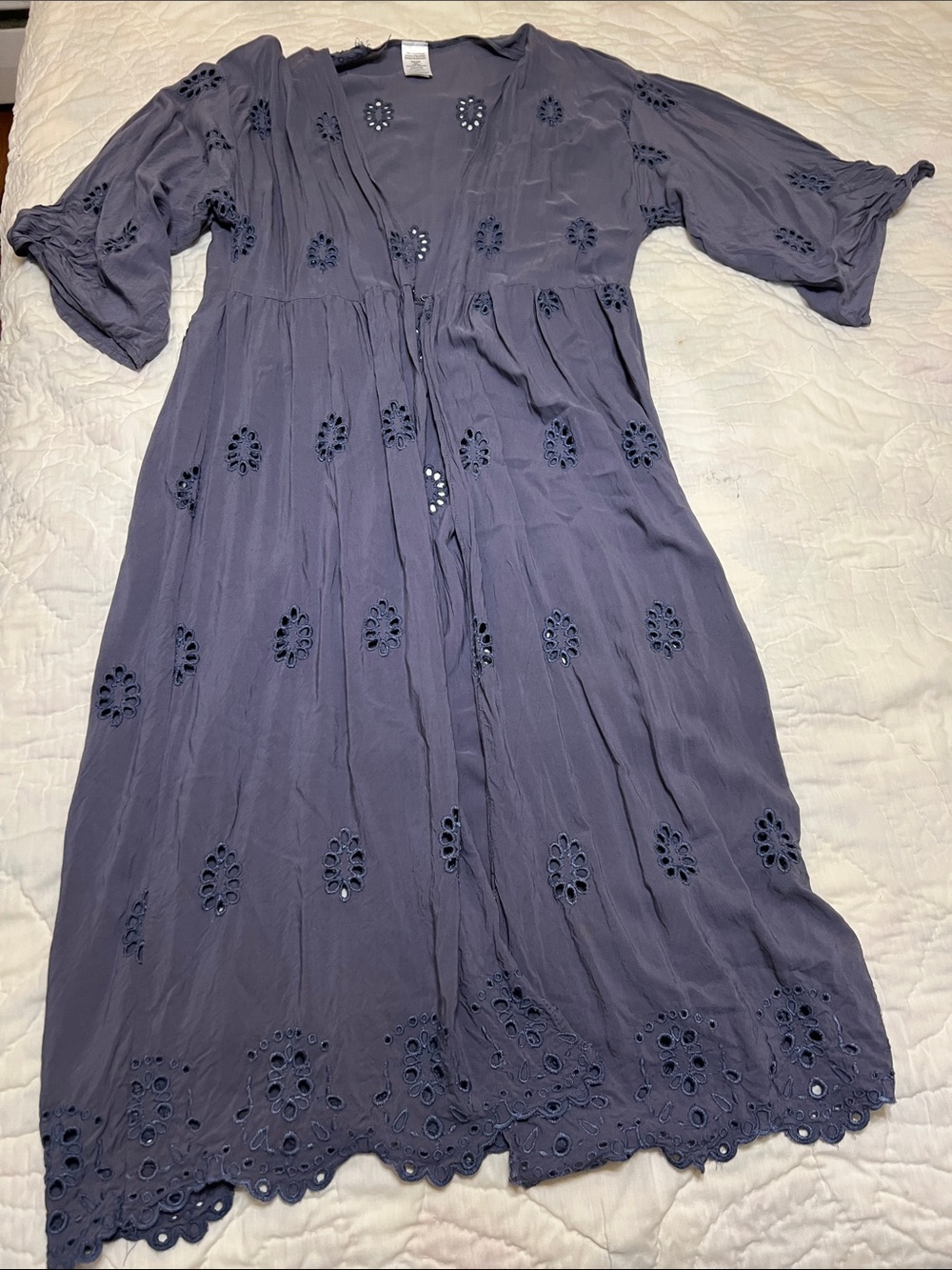 Women's Eyelet Midi Dress - Slate Blue